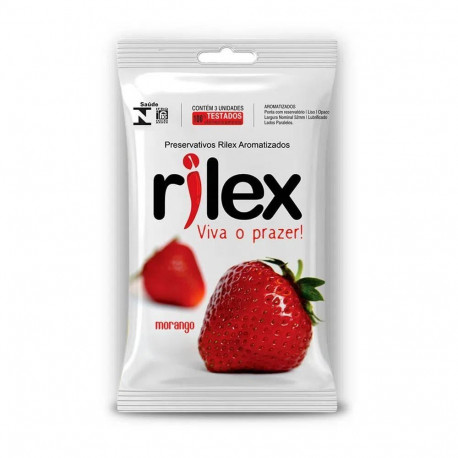 Preservativos Lubrificado com Aroma de Morango com 3 uni Rilex - ShopSensual