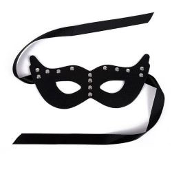 Máscara em Couro com Cetim de Amarrar - ShopSensual