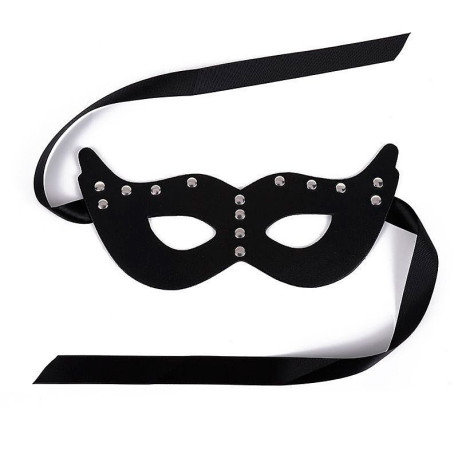Máscara em Couro com Cetim de Amarrar - ShopSensual