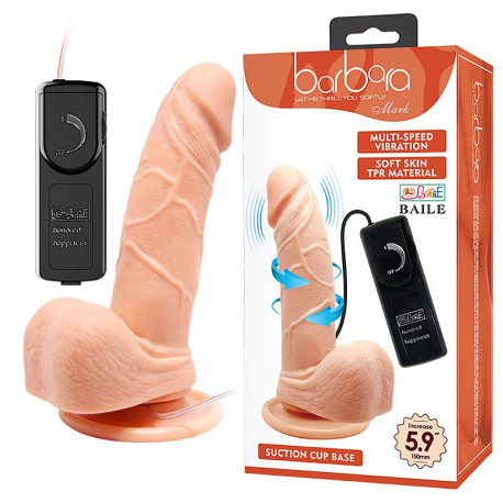 Pênis Vibrador Rotativo Barbara Mark 15 x 3,5cm - ShopSensual