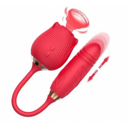 Vibrador de Ponto G e Clitóris com Vai e vem - Formato de Rosa - ShopSensual